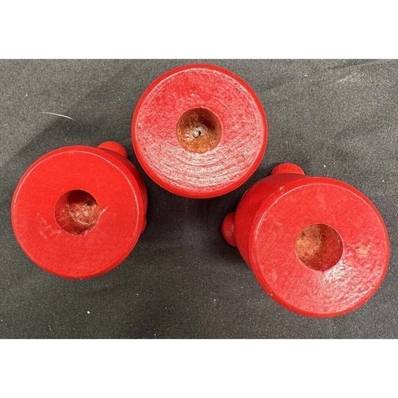 Three Scandinavian Red Candlestick Taper Candle Holders Sweden Nordic Vintage - Picture 2 of 3